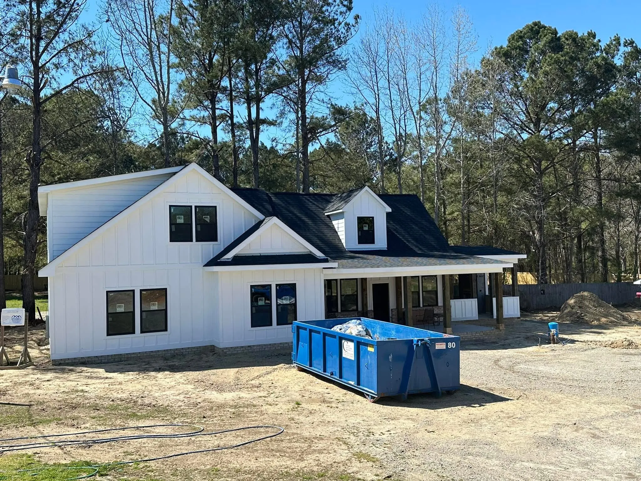 The finished modern farmhouse after the remodel and additions