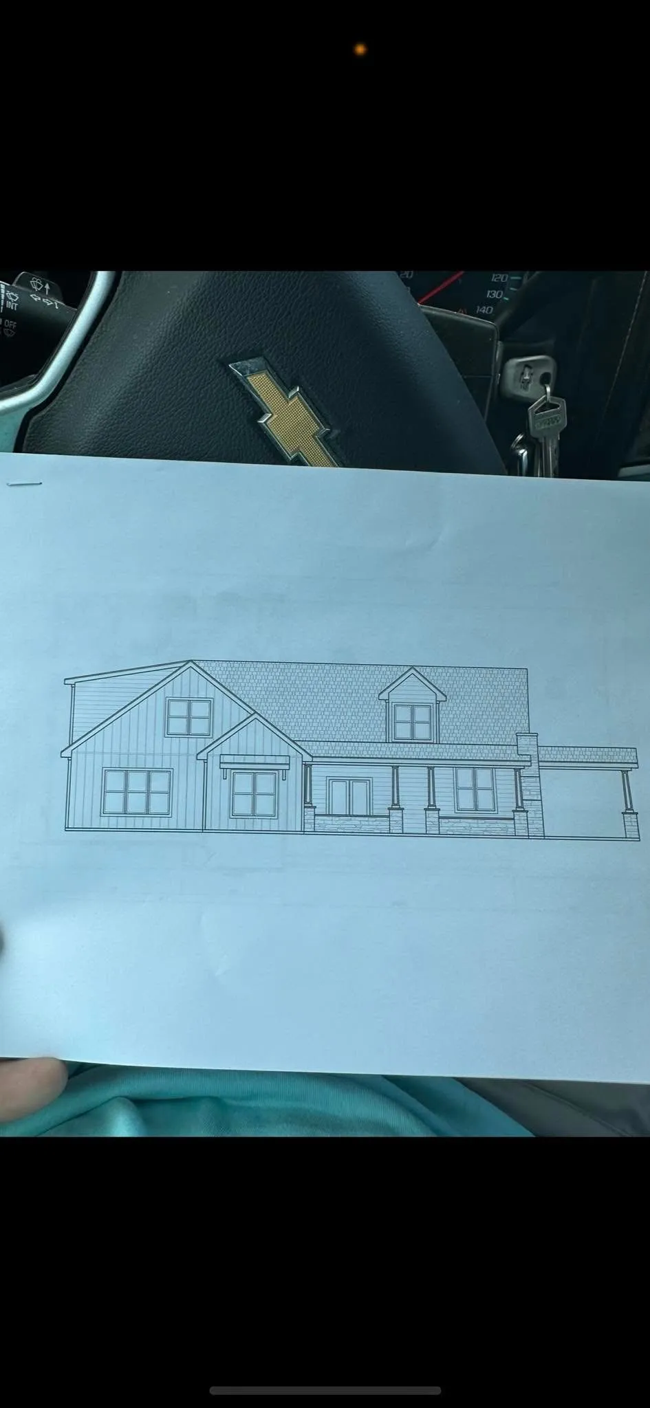 Elevation drawing of the proposed modern farmhouse